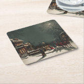 Vintage Christmas Eve Party Rechteckiger Pappuntersetzer (angewinkelt)