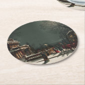 Vintage Christmas Eve Party Runder Pappuntersetzer (Angewinkelt)