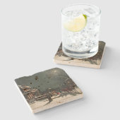 Vintage Christmas Eve Party Steinuntersetzer (Seitenansicht)