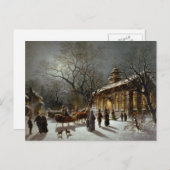 Vintage Christmas Eve Szene Feiertagspostkarte (Vorne/Hinten)