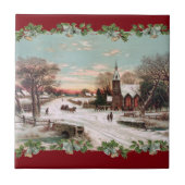 Vintage Christmas Eve Tile Fliese (Vorderseite)