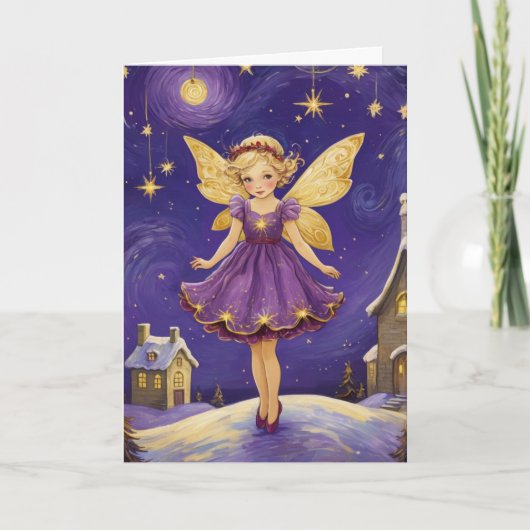 Vintage Christmas Fairy Art Custom Text Karte (Vorderseite)