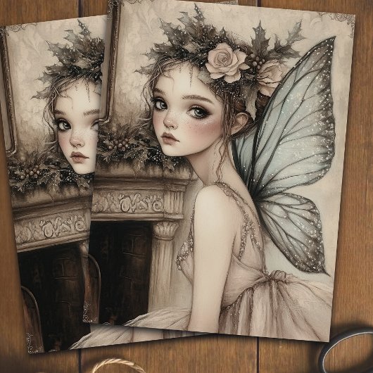 Vintage Christmas Fairy Ballerina Decoupage Seidenpapier