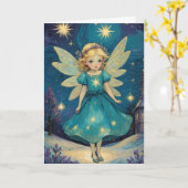 Vintage Christmas Fairy Viktorianisch Personalisie Karte (Gelbe Blume)