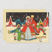 Vintage Christmas Family Singen Carols Einladung (Vorne/Hinten)