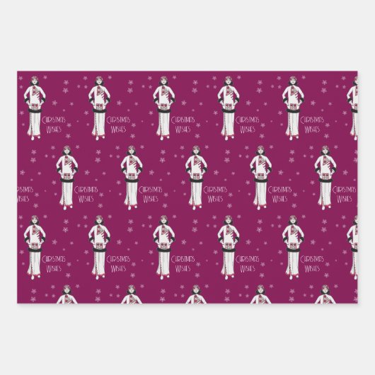 Vintage Christmas Fashion Geschenkpapier Set (Vorderseite 3)