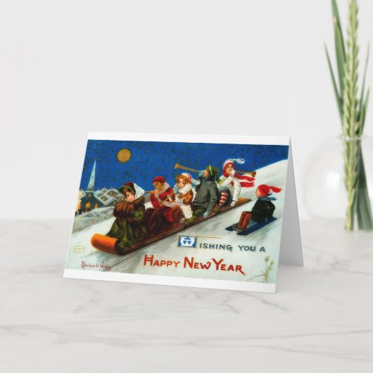 Vintage Christmas Feiertagskarte (Vorderseite)