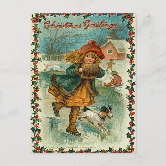 Vintage Christmas Feiertagspostkarte (Vorderseite)