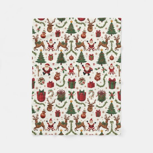 Vintage Christmas Fleece Blanket (Vorderseite)