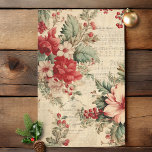 Vintage Christmas Floral Ephemera Decoupage Seidenpapier<br><div class="desc">Elegantes Vintages Weihnachtsblumendesign mit rosa,  roten und weißen Blume und Poinsettias und heilig mit schändlich bedrücktem Drehbuch und musikalischer Notation auf dem alten sepia Pergament Hintergrund. Geeignet für decoupage Projekte.</div>