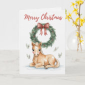 Vintage Christmas Foal with Holiday Wreath Card Karte (Gelbe Blume)