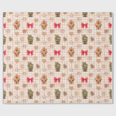 Vintage Christmas Gingham Pattern Geschenkpapier (Flach)
