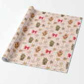 Vintage Christmas Gingham Pattern Geschenkpapier (Ungerollt)