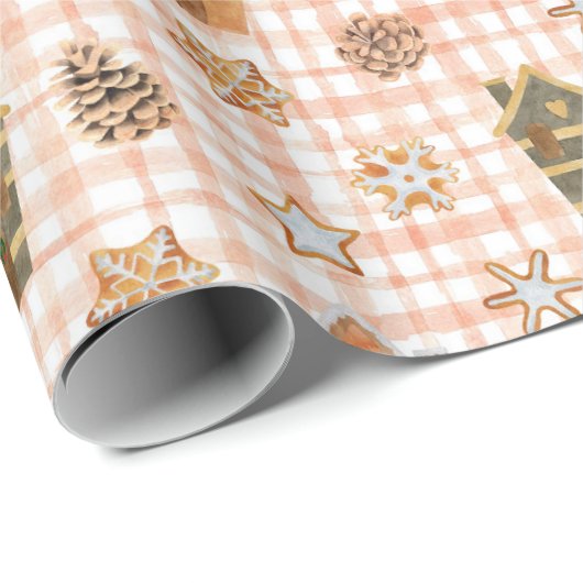 Vintage Christmas Gingham Pattern Geschenkpapier (Rolleneckpunkt)