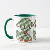 Vintage Christmas Gingham Puppy Dog Stufftier Tasse (Links)