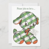 Vintage Christmas Gingham Puppy Party Einladung (Vorderseite)