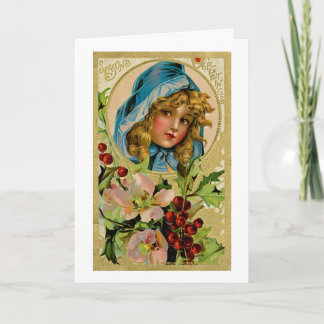 Vintage Christmas Girl Feiertagskarte