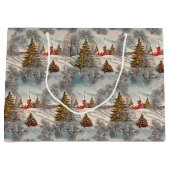 Vintage Christmas Glittering Winter Village  Große Geschenktüte (Vorderseite)