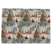 Vintage Christmas Glittering Winter Village  Große Geschenktüte (Rückseite)