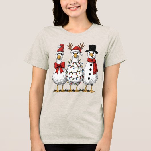 Vintage Christmas Goose Tri-Blend Shirt (Vorderseite)
