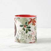 Vintage Christmas Greenery Muster Foto Tasse (Zentrum)
