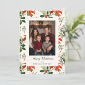 Vintage Christmas Greenery Pattern Feiertagskarte (Stehend Vorderseite)