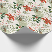 Vintage Christmas Greenery Pattern Geschenkpapier (Ecke)