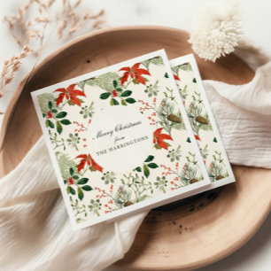 Vintage Christmas Greenery Pattern Serviette