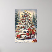 Vintage Christmas Greeting Card – Majestic Snow- Leinwanddruck (Vorderseite)