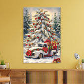 Vintage Christmas Greeting Card – Majestic Snow- Leinwanddruck (Insitu (Wohnzimmer))