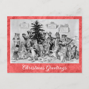 Vintage Christmas Greetings Louis Wain Cat Postkarte