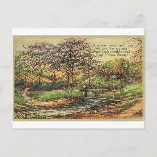 Vintage Christmas Greetings Postcard Postkarte (Vorderseite)