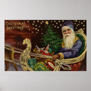 Vintage Christmas Greetings Poster