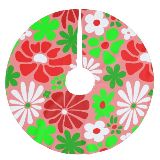 vintage christmas groovy 1960s floral polyester weihnachtsbaumdecke (Vorderseite)