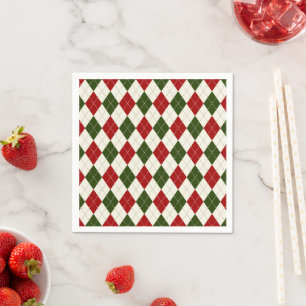 Vintage Christmas Harlequin Kariert Napkin Serviette