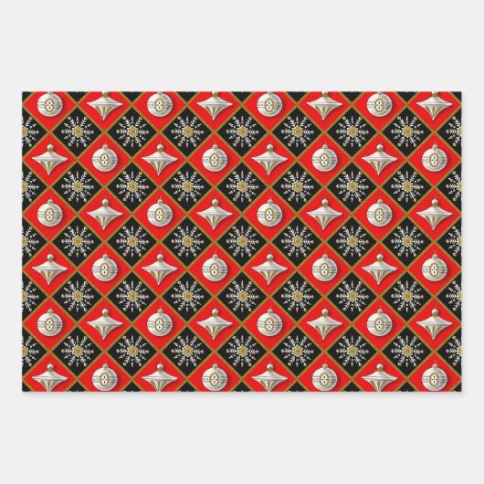 Vintage Christmas Harlequin Pattern Geschenkpapier Set (Vorderseite)