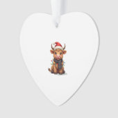 Vintage Christmas Highland Cow in Santa Hat and Bu Ornament (Vorderseite)