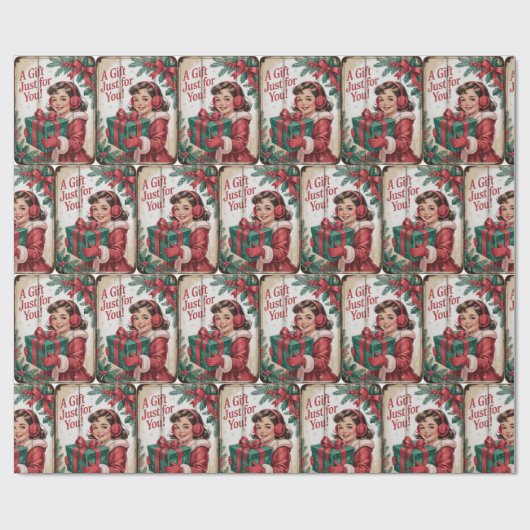 Vintage Christmas Holiday  Geschenkpapier (Flach)