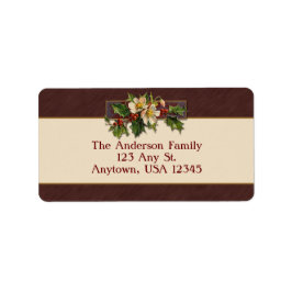 Vintage Christmas Holly Adressaufkleber