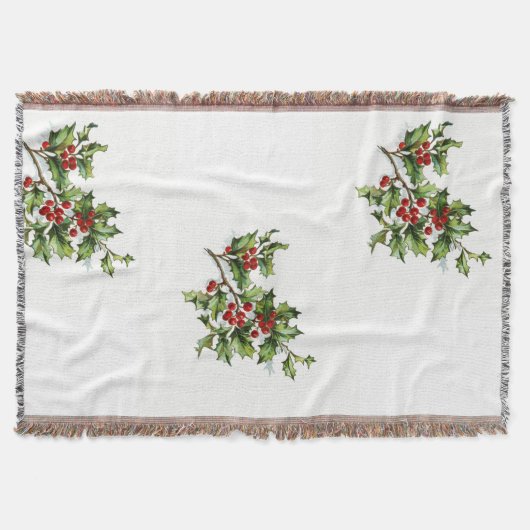 Vintage Christmas Holly Berries Throw Blanket Decke (Vorderseite)