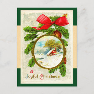 Vintage Christmas Holly Feiertagspostkarte
