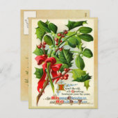 Vintage Christmas Holly Feiertagspostkarte (Vorne/Hinten)