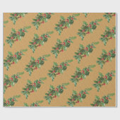Vintage Christmas Holly Geschenkpapier (Flach)