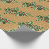 Vintage Christmas Holly Geschenkpapier (Ecke)