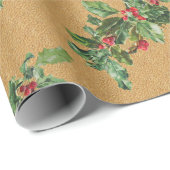 Vintage Christmas Holly Geschenkpapier (Rolleneckpunkt)