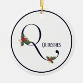 Vintage Christmas Holly Initial Q Keramik Ornament (Vorne)