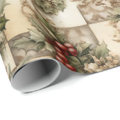 Vintage Christmas Holly Ivy Evergreen Swag Geschenkpapier (Rolleneckpunkt)
