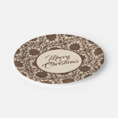 Vintage Christmas Holly Leaves, Berries & Flowers Pappteller (Schrägansicht)