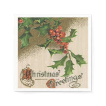 Vintage Christmas Holly Papierservietten