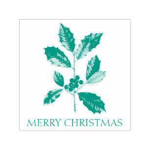 VINTAGE CHRISTMAS HOLLY RUBBER BRIEFMARKE PERMASTEMPEL